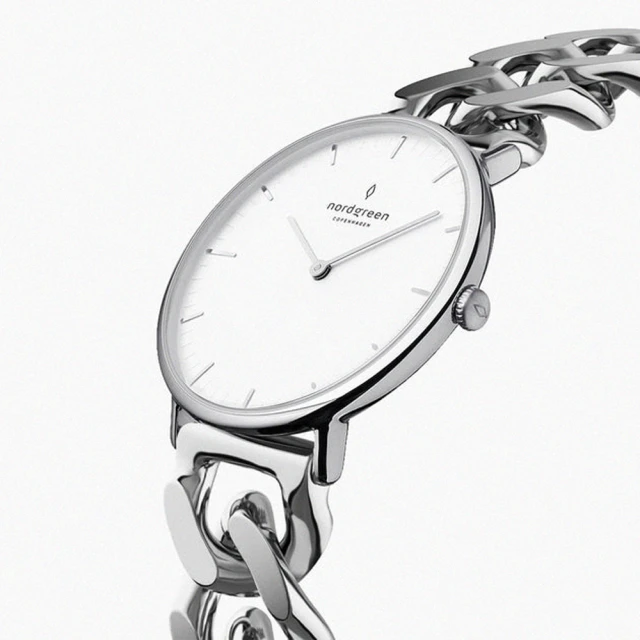 Nordgreen ND手錶 Native 本真 32mm 月光銀殼×白面 月光銀鏈條錶帶 手鍊式錶帶(NR32SICHSIXX)