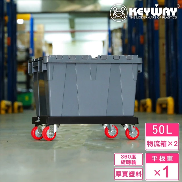 【KEYWAY 聯府】克勒斯3號物流箱+平板拖車(搬運箱 搬運車 MIT台灣製造)
