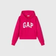 【GAP】女裝 Logo連帽外套 碳素軟磨法式圈織系列-深粉色(402167)