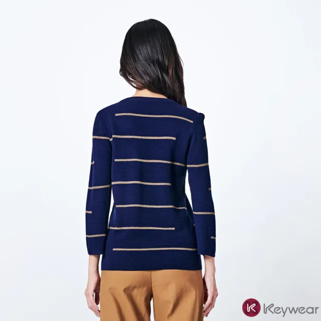 【KeyWear 奇威名品】宇宙風時尚俐落線條針織上衣(共2色)