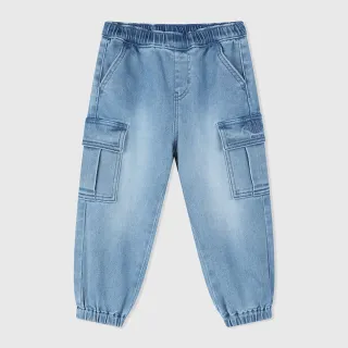 【GAP】男幼童裝 工裝束口鬆緊錐形牛仔褲-淺藍色(890423)