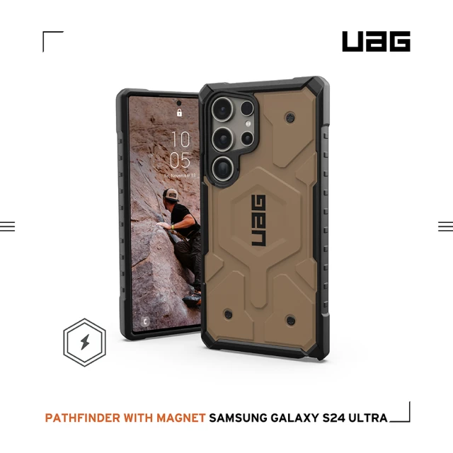 UAGUAG Galaxy S24 Ultra 磁吸式耐衝擊保護殼-沙(支援MagSafe功能)