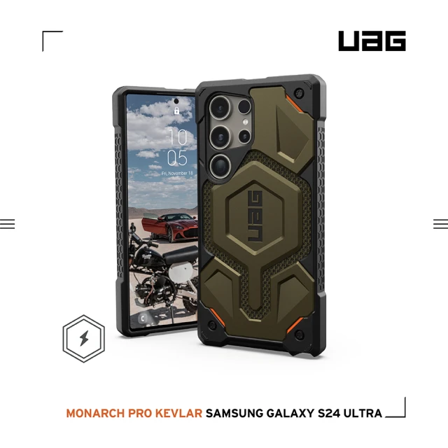 UAGUAG Galaxy S24 Ultra 磁吸式頂級特仕版耐衝擊保護殼-軍用綠(支援MagSafe功能 10年保固)