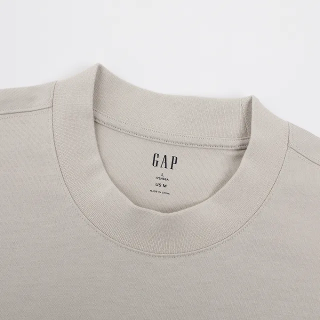 【GAP】男裝 Logo純棉圓領長袖T恤-灰白色(452532)