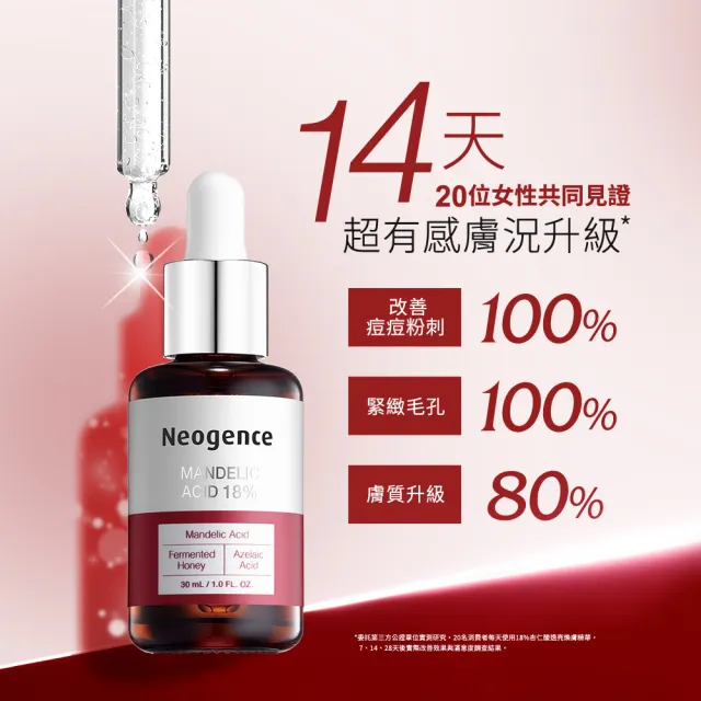 【Neogence 霓淨思】18%杏仁酸透亮煥膚精華30mL-2入