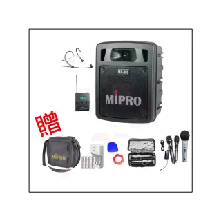 【MIPRO】MA-300(最新二代藍芽/USB鋰電池手提式無線擴音機+1頭戴式麥克風+1發射器)
