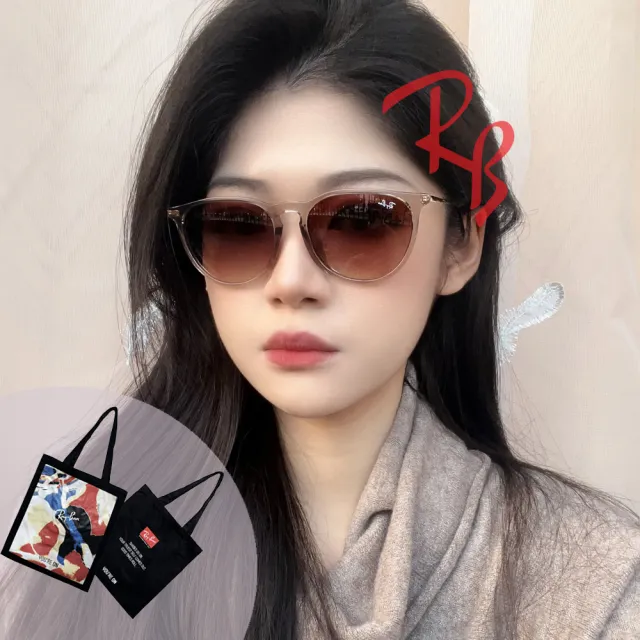 【RayBan 雷朋】Erika 亞洲版 輕量太陽眼鏡 舒適加高鼻翼 RB4171F 674413 透咖色框抗UV漸層茶鏡片 公司貨