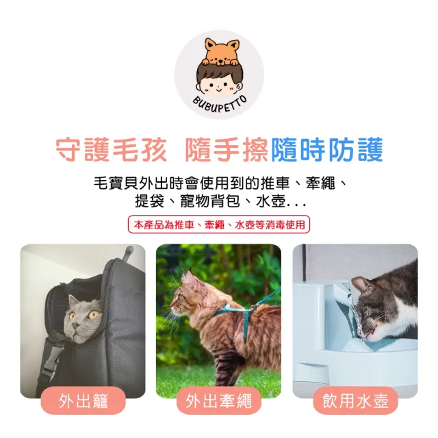 【BUBUPETTO】貓咪外出清潔用次氯酸水濕紙巾24片x6盒(貓 寵物 外出)