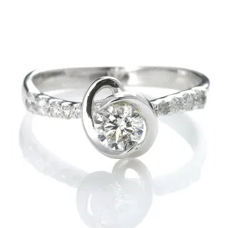 【DOLLY】0.30克拉 F/VS2 完美車工18K金求婚鑽石戒指-029(情人節 交換禮物首選)