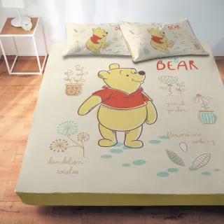 【享夢城堡】雙人床包枕套5x6.2三件組－迪士尼小熊維尼Pooh 維尼款-米黃