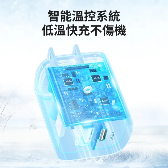 【AIVK】35W GaN氮化鎵 雙孔充電器 USB-A/Type-C 旅行充電器 PD快充 充電頭(支援筆電/iPhone/三星)