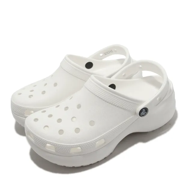【Crocs】布希鞋 Classic Platform Clog W 女鞋 白 洞洞鞋 厚底 涼拖鞋 卡駱馳(206750100)