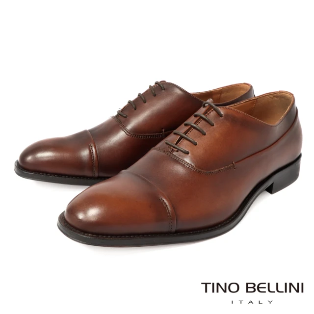 【TINO BELLINI 貝里尼】時尚型男擦色綁帶紳士鞋HM2T037-9(咖啡色)