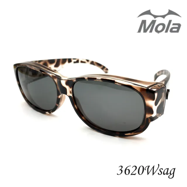 【MOLA 摩拉】外掛式偏光太陽眼鏡套鏡墨鏡玳帽UV400防紫外線 男女 近視-3620Wsag