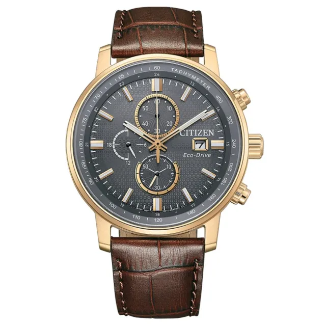【CITIZEN 星辰】Chronograph 光動能 碼錶計時三眼 男錶 父親節 送禮 禮物推薦(CA0843-11H)