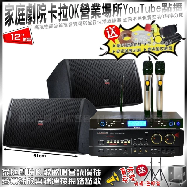 金嗓 家庭劇院卡拉OK音響組合 AudioKing HS-7000B+TDF T-128+WEGER AT-3000(自行安裝再送機櫃三腳架)