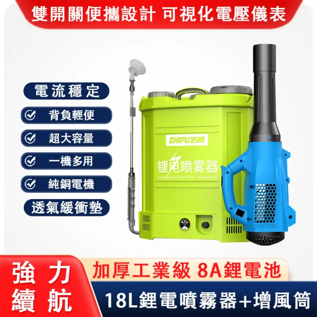 【芝浦】18L電動高壓噴霧器 增壓風筒(三開關純銅電機強勁可調節打藥桶)