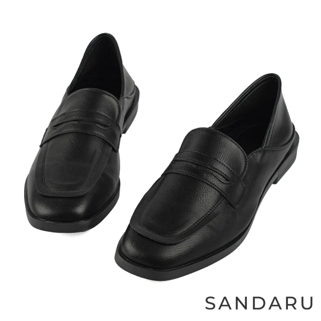 SANDARU 山打努 中跟鞋 法式美型壓摺尖頭瑪麗珍鞋(米