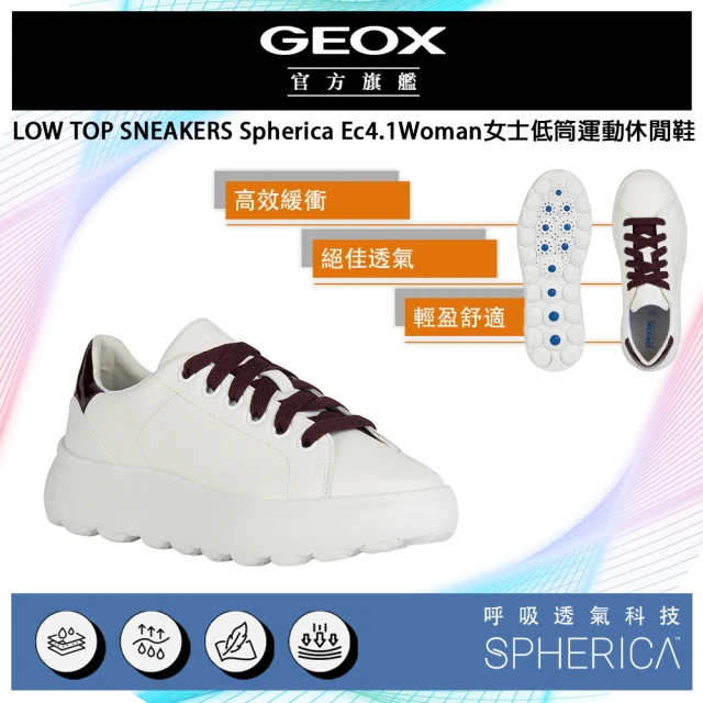 【GEOX】Spherica Ec4.1 Woman 女士低筒運動休閒鞋 白/棕(GW3F107-06)