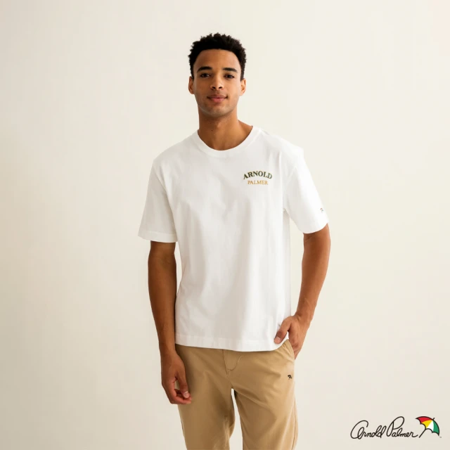 Arnold Palmer 雨傘Arnold Palmer 雨傘 男裝-質感品牌文字刺繡T恤(白色)
