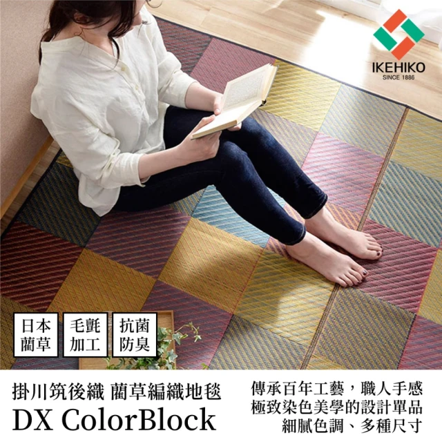 IKEHIKO 藺草地毯 ColorBlocks 191×191cm 筑後掛川織繽紛染色