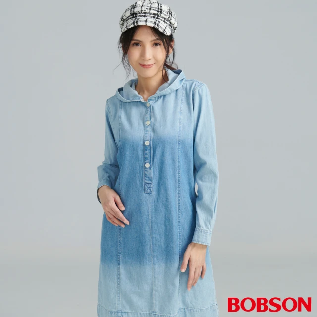 BOBSON 女款連袖抽繩長版洋裝(GL0007-53)折扣