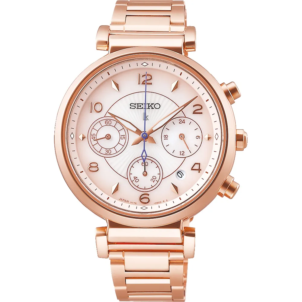 【SEIKO 精工】LUKIA 太陽能三眼計時女錶-36.2mm 母親節 禮物 送禮(SSC808J1/V175-0EZ0K)
