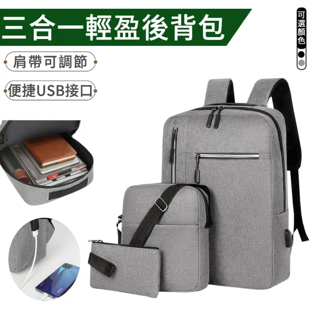 【The rare】三合一減壓防潑水電腦後背包(大容量多隔層/15.6吋筆電包/商務通勤包/筆電後背包/雙肩包)