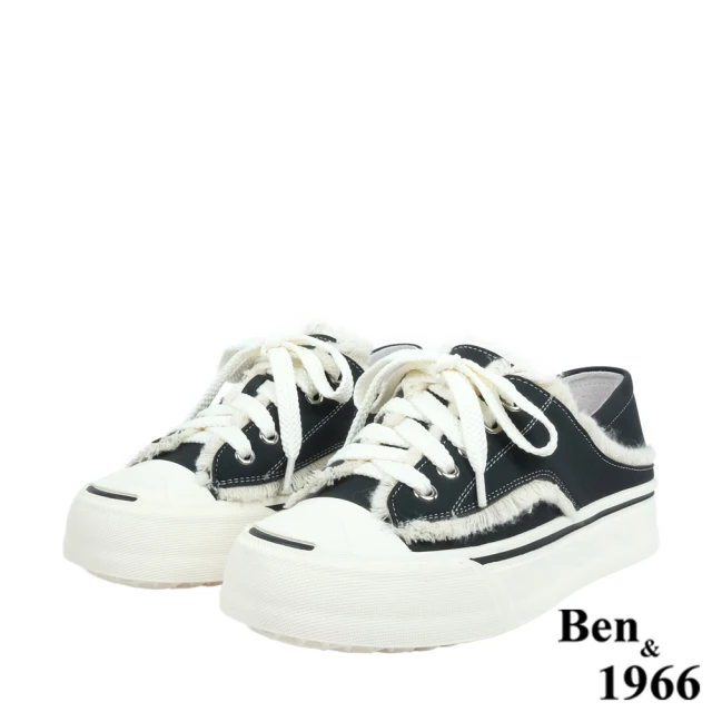 Ben&1966 Ben&1966高級絲綢羊皮可愛鬚鬚綁帶厚底休閒鞋-黑238111