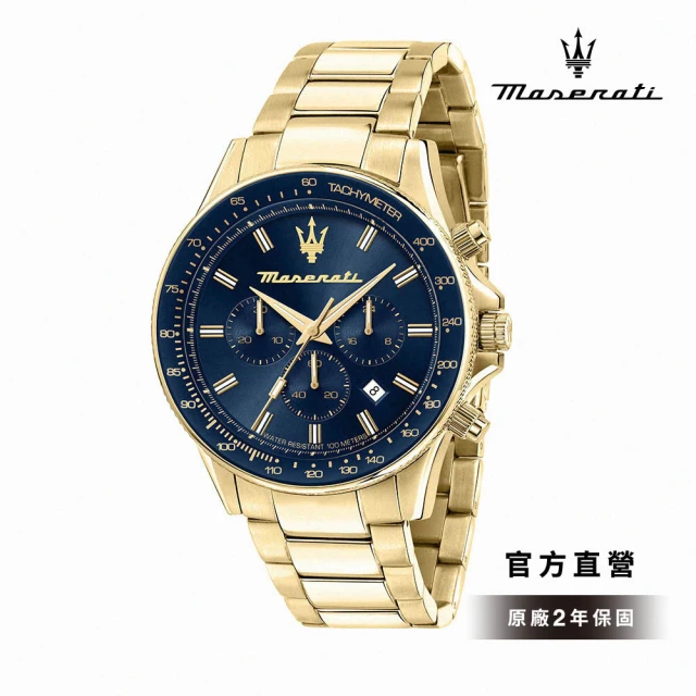 SEIKO 精工 直條紋三眼質感紳士計時手錶 41mm(SB