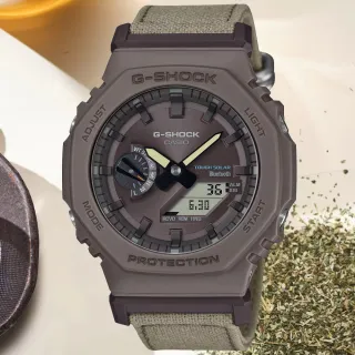 【CASIO 卡西歐】G-SHOCK 農家橡樹 藍牙連線 太陽能 八角雙顯腕錶 母親節 禮物(GA-B2100CT-5A)