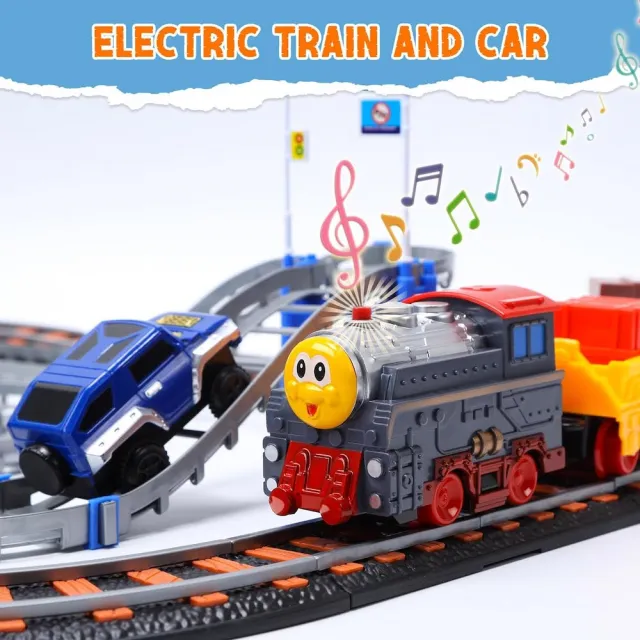 【CuteStone】兒童聲光火車鐵道世界玩具套裝組合