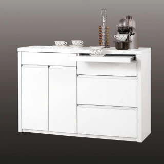 【H&D 東稻家居】白色4尺餐櫃/收納櫃/TCM-00788