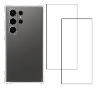 【RedMoon】三星 S24 Ultra 5G 6.8吋 手機殼貼3件組 鏡頭全包式軍規殼-9H玻璃保貼2入