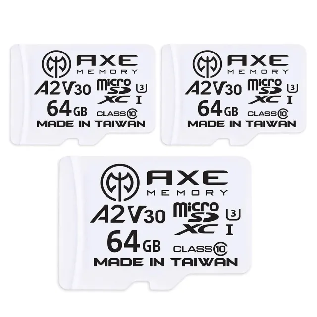 【AXE MEMORY】MicroSDXC 64GBX3入 A2 V30/ UHS-I U3 4K-(日本原廠直營)