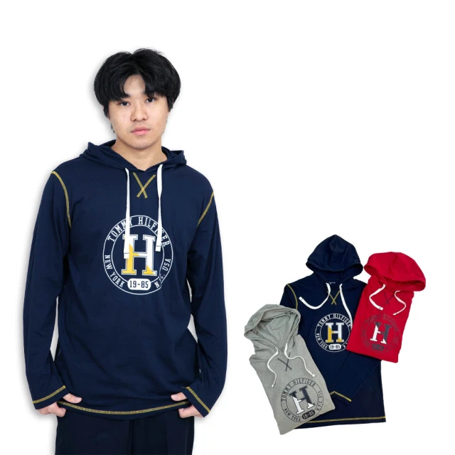 Tommy Hilfiger Tommy Hilfiger 薄帽T 縫線 無刷毛 湯米 帽T 大尺碼 上衣(薄帽T)