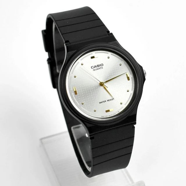 CASIO 卡西歐CASIO 卡西歐 CASIO手錶 高雅銀面金點刻度膠錶(MQ-76-7A1LDF)