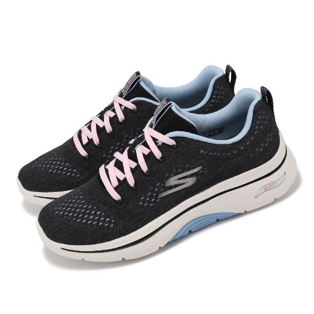 SKECHERS 休閒鞋 Go Walk Arch Fit 2.0 女鞋 黑 藍 輕量 緩震 回彈 健走鞋 運動鞋(125311-BKBL)