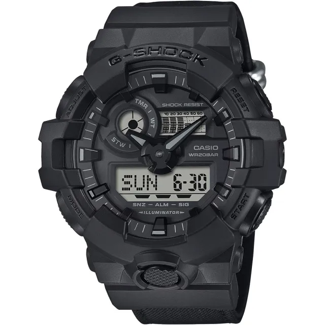 【CASIO 卡西歐】G-SHOCK 尼龍錶帶 雙顯手錶 送禮 禮物 推薦(GA-700BCE-1A)