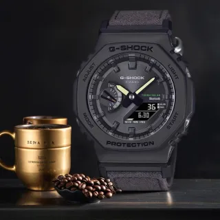 【CASIO 卡西歐】G-SHOCK 太陽能藍芽 農家橡樹八角手錶 環保布質錶帶 新年禮物(GA-B2100CT-1A5)