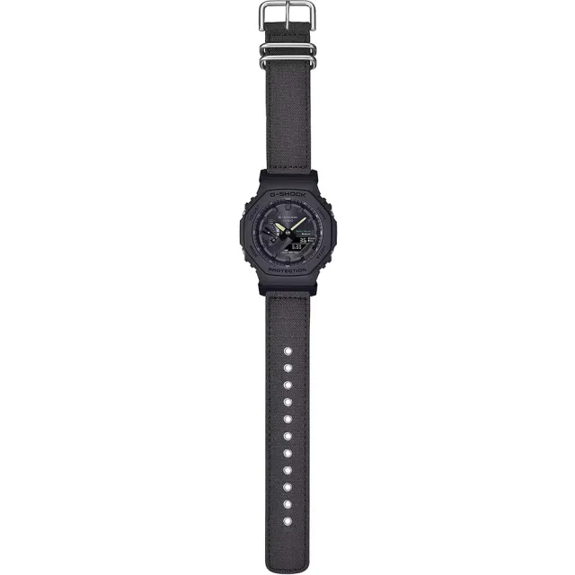【CASIO 卡西歐】G-SHOCK 太陽能藍芽 八角手錶 環保布質錶帶(GA-B2100CT-1A5)