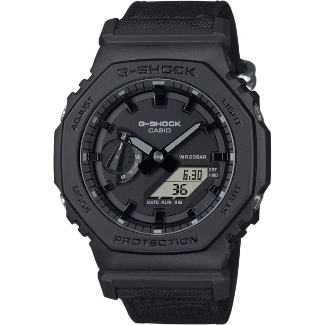 【CASIO 卡西歐】G-SHOCK 尼龍錶帶 八角手錶(GA-2100BCE-1A)