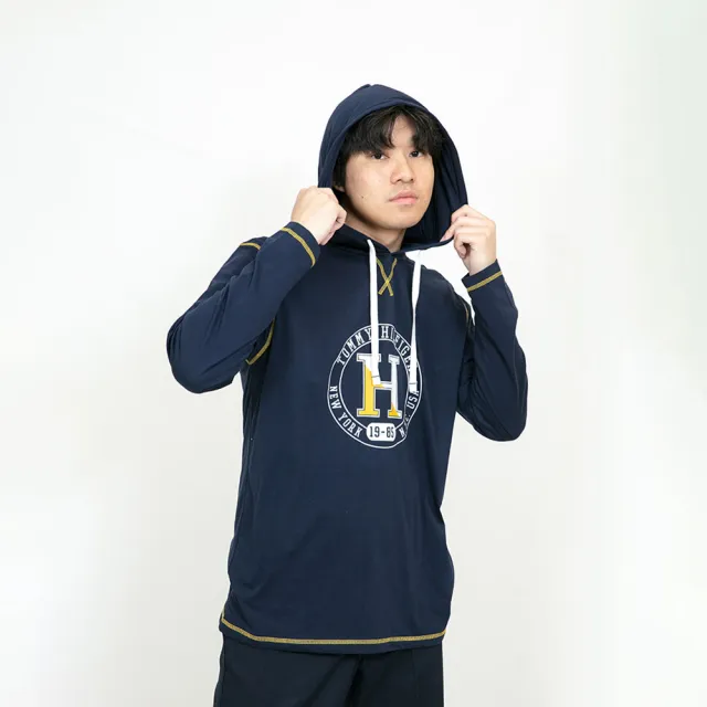 【Tommy Hilfiger】Tommy Hilfiger 薄帽T 縫線 無刷毛 湯米 帽T 大尺碼 上衣(薄帽T9669BZ5)