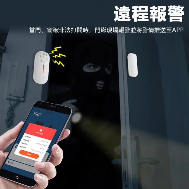 【Nil】618 WiFi聲光門窗報警器 門磁報警傳感器 遠程監控入侵報警器 無線門磁防盜報警器