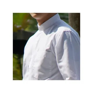 【CHINJUN】勁榮抗皺襯衫-長袖、亨利領、素面白色(白色 條紋)