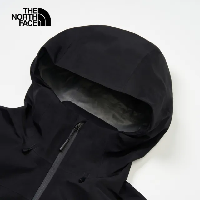 【The North Face】北面女款黑色防水透氣連帽衝鋒衣｜87U6JK3