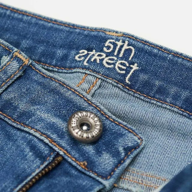 【5th STREET】女裝顯瘦基本小直褲-中古藍