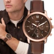 【FOSSIL】Neutra 新雅仕棕色復古三眼手錶(FS6026/44MM)