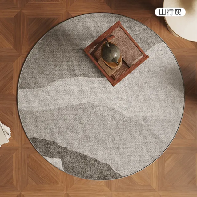【聚時柚】古風高質感 地板防刮 桌椅地墊100cm圓形(比利時絲圈絨印花地毯)