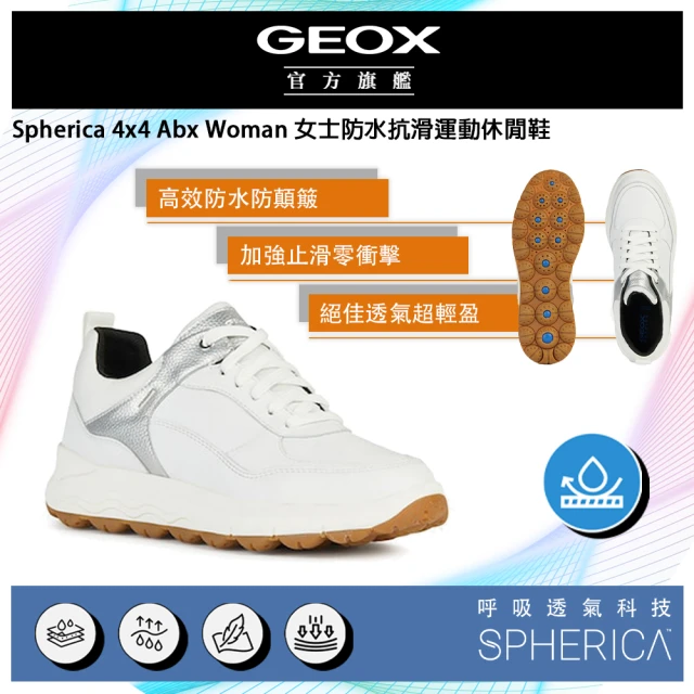 【GEOX】Spherica 4x4 Abx Woman 女士跑步運動休閒鞋 白/銀(GW3F703-08)